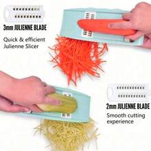 五合一多功能切菜器，集切菜、切水果、手动刨丝、切丝、切土豆于一体，家用厨房工具 - 藍色 - 查看 7