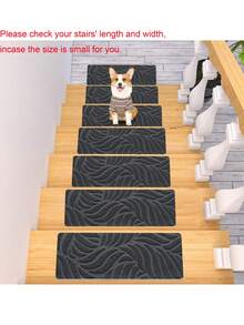 1/7/15片装防滑楼梯垫，自粘背胶，室内楼梯垫，防滑楼梯地毯，可水洗重复使用，适合老人和宠物，四季皆宜的家居装饰楼梯垫，冬季保暖防滑楼梯垫，防止滑倒，楼梯尺寸：20*76厘米/7.9*29.9英寸 - 55*19厘米/21.65*7.5英寸 - 彩色 - 查看 9