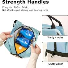 1pc Large-Capacity Double-Layer Insulated Bag, Portable Lunch Bag, Easy-To-Clean Food Bag, Stylish Color-Blocked Design Insulated Bag, Suitable For Students, Office Workers, Back-To-School, Picnics, Camping, And Other Occasions, Non-Food Contact - 粉色 - 查看 3