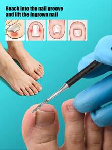 7pcs Professional Thick Nail Embedded Nail Treatment Set, Stainless Steel Material, Includes Large Nail Clipper, Nipper, Foot File, Cuticle Pusher, Nail Brush And Other Tools, Suitable For Thick, Hard Nails, Ingrown Nails And Daily Foot Care, Sharp And Durable, Easy To Clean, Meeting Family And Personal Manicure And Pedicure Needs - Multicolor - View 7