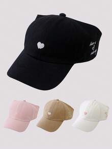 1顶女士夏季遮阳帽，马尾辫棒球帽，无檐遮阳帽，心形刺绣防晒帽 - 多色 - 查看 1