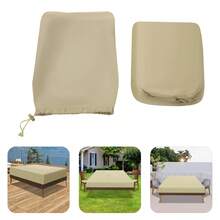 Rectangular Outdoor Furniture Set Cover Waterproof 190T Silver Coated Patio Sofa Table Chair Protector With Parasol Hole Drawstring Storage Bag For Garden Balcony - Beige+Coffee Color - View 7