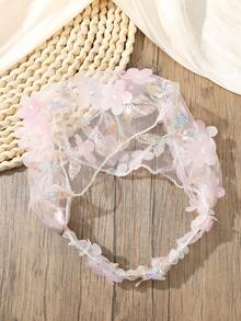 1件装时尚波西米亚亮片叶子蕾丝网纱花朵弹力发箍，女士发饰 - 彩色 - 查看 8