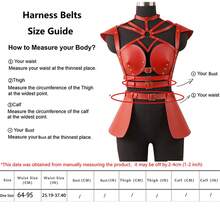 Handmade Red Leather Armor Corset For Women, Adjustable Steampunk Harness Outfit With Straps And Buckles, Gothic Fantasy Festival Costume, Cosplay Body Armor Dress, Customizable Faux Leather Fashion Statement - 紅色 - 查看 4
