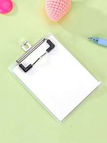 Portapapeles pequeño resistente con 50 hojas/100 páginas de papel para escribir, carpeta de archivos, clip de bloc de notas portátil, material de PP duradero para notas, recibos, facturas, uso de bolsillo - A - Ver 2