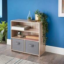 Organizer Shelving Unit With 2 Cube Wooden Storage Baskets Bookcase Cabinet - View 1