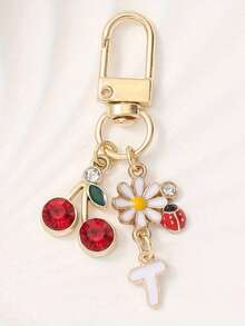 时尚可爱花朵/樱花A-Z字母吊坠钥匙扣，创意设计包包挂饰，背包装饰，手提包配饰，钱包挂件，情侣礼物，大学生/上班族汽车装饰，朋友生日礼物，复活节，母亲节，独立日，婚礼季，毕业礼物 - 金色 - 查看 30