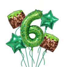 Set de 5 globos con números de temática de juego de píxeles, adecuado para fiestas y celebraciones de cumpleaños, decoración de pared - 1 - Ver 16