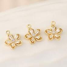 1件/3件/10件装 DIY花朵微镶锆石首饰配件吊坠，精致百搭，可制作成耳环、项链、手链、首饰等。 - DIY花朵吊墜 - 查看 13