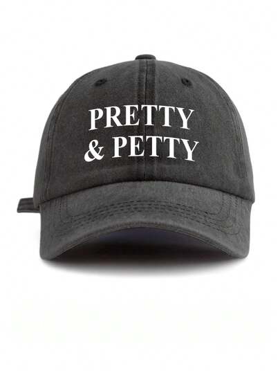 1 Pc Unisex Vintage Washed Baseball Cap - "PRETTY & PETTY" Funny Rhyming Quote Graphic Print - Available In Multi Retro Colors - Soft Texture Adjustable Dad Hat For Sassy Girl & Bestie Gift,Men's Baseball Cap,Men's Trucker Hat,Men's Snapback Cap,Men's Beanie,Men's Dad Hat,Men's Bucket Hat,Men's Washed Cap,Men's Embroidered Cap,Men's Adjustable Cap,Men's Sun Hat,Women's Baseball Cap,Women's Bucket Hat,Women's Beanie,Women's Sun Hat,Women's Beret,Women's Straw Hat,Women's Fedora,Women's Visor,Women's Embroidered Cap,Women's Washed Cap