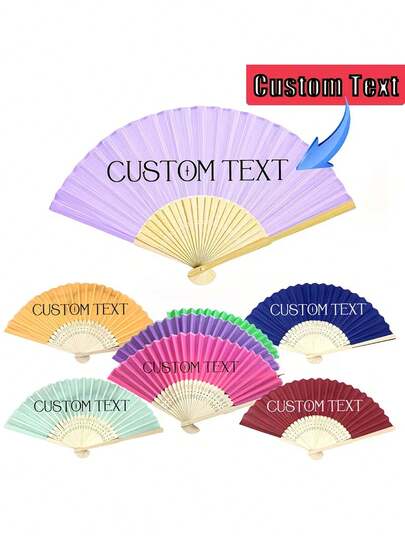 Customized Name/LOGO Colorful Wedding Fan, Unisex Party Fan, Comes With Tulle Bag, Concert Merchandise, Classic DIY Fan, High-Quality Customized Decoration, Personalized, Fashionable & Exquisite Customization, Unique Ideal Gift, Suitable For Weddings, Tea Parties, Bridesmaids, Wedding Parties, Applicable For Back To School, Teacher's Day, Halloween, Christmas