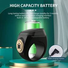 New Trending Middle East Bestseller Smart Ring D01 With Time Reminder App Control Button Counter - Black - View 7