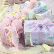 6 Rolls 1.5inch*5m Mixed Color Chiffon Fringe Ribbon, Easter Holiday Decoration Ribbon - View 3