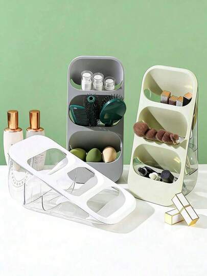 1pc Multi-Functional Makeup Organizer Box With Drainage Tray, Large Capacity Desktop Storage Box For Kitchen, Vanity, Bathroom, Bedroom, Office - Cosmetic Tools, Kitchen Storage, Bathroom Accessories, Valentine's Gift, Vanity Decor, Cosmetic Bag, Travel Essentials