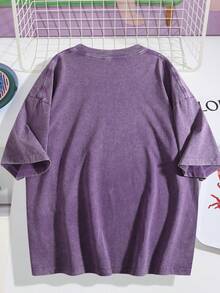 The Latest American-Style 100% Cotton T-Shirt Suitable For Both Men And Women. Featuring A Fun Retro Pink Leopard Print Cartoon Letter Pattern. This Is A Street-Style Korean Version Of Comfortable And Retro Fashion For Daily Commuting And Versatile Clothing That Fits The Y2k . It Is A Regular, Niche Punk-Style Black Round-Neck Short-Sleeved Washed T-Shirt With A Relaxed Fit. This Is A Washed Retro Series Of Comfortable Cotton T-Shirts, Easily Creating Retro Casual Clothing. It Is Suitable For Daily Commuting, Casual Outings, Music Festivals, And Daily Wear. Classic Retro Style. Men's Printed T-Shirt, Women's Printed T-Shirt, Couple's Outfit. - 紫羅蘭色 - 查看 8