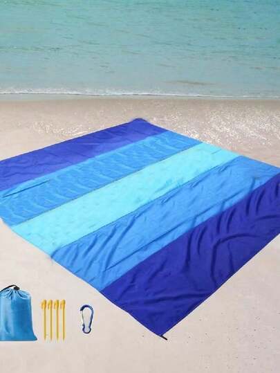 1pc Waterproof Beach, Large Waterproof Beach Blanket, Foldable Waterproof Pocket Beach Blanket, Portable Lightweight Picnic Beach, Quick Dry Outdoor Picnic, Waterproof Anti-Sand Beach Blanket, Anti-Sand Portable Outdoor Blanket, Picnics, Travels, Camping And Hiking, Allowing You To Easily Enjoy Beach Fun, Size: 78. 74x82. 68 Inches