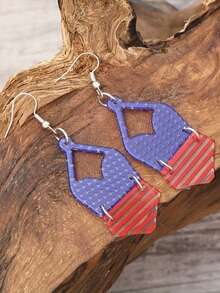 1 Pair Boho Style Striped Bikini Slipper Earrings, Suitable For Beach Travel, 4th Of July Independence Day - Bikini Flip-flop Earrings - View 4