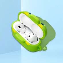 1pc Carbon Fiber Apple Protective Case With Keychain, Compatible With Apple 2nd Gen Charging Case - Black - View 4