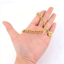 1件时尚不锈钢心形字母吊坠T字项链，适合女士派对佩戴 - 風格3 - 查看 3