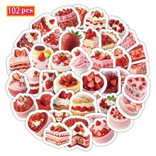 63/102 Pcs Strawberry Dessert Realistic Stickers Set – High-Definition Cream & Strawberry Texture, Waterproof For Journals, Cups & Gift Wrapping, Scrapbook Stickers, Stationery Supplies Scrapbook Supplies Funny Stickers Kindle - Strawberry Dessert - View 11