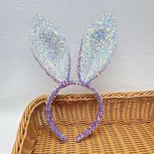 1pc New Cute Rabbit Ear Sequin Headband Hair Accessories, Women Hair Hoop Rabbit Ear Hair Clip - View 12