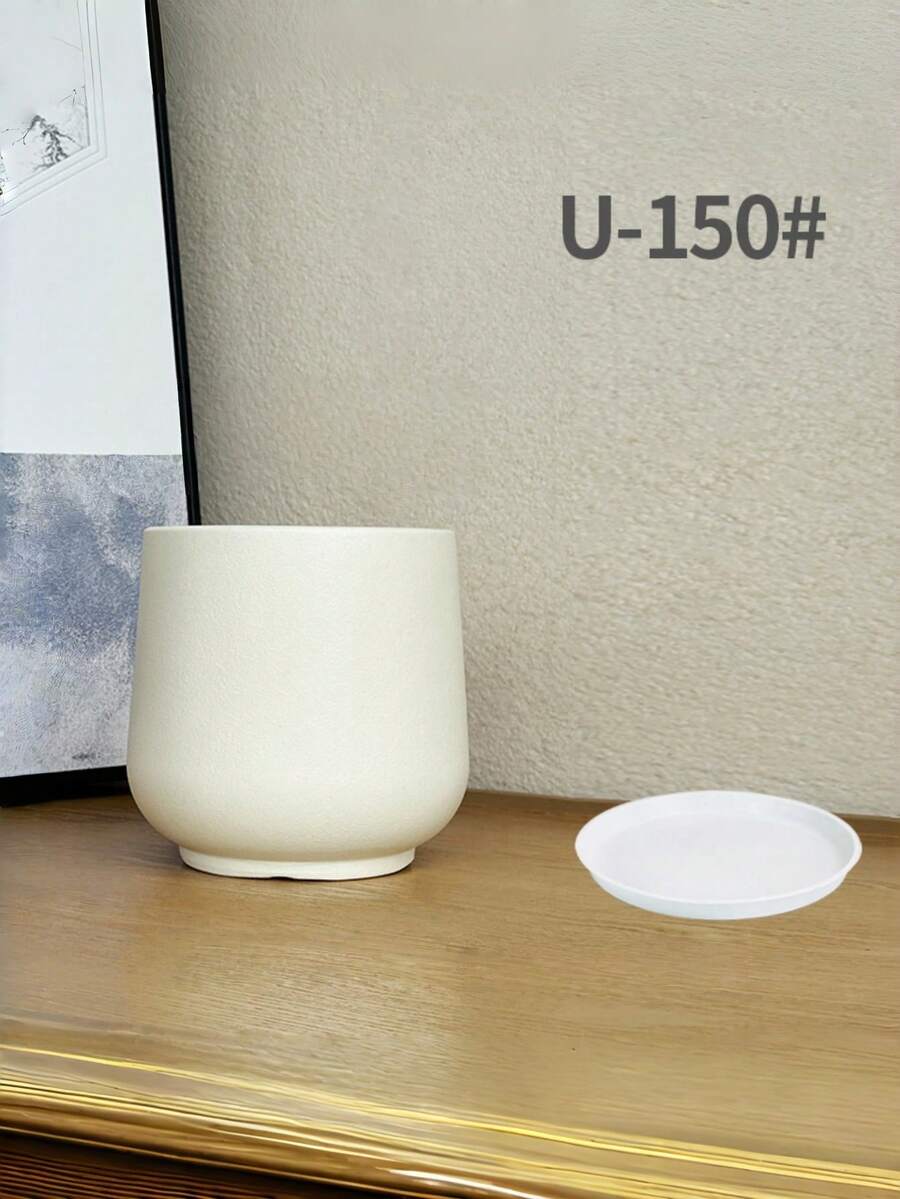 高脚杯形大号塑料花盆 – 现代简约树脂花盆，适用于客厅，是种植发财树和蝴蝶兰的理想之选，轻巧高端装饰 - 酒杯形 - 查看 1