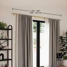 Juego de barras de cortina dobles Cappa para cortinas de ventanas, se extiende de 66 a 120 pulgadas e incluye 2 barras de cortina ajustables, acabados, soportes y accesorios a juego, latón - Dorado - Ver 7