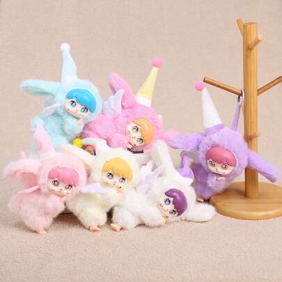 2pcs 2026 New Plush Sleeping Angel Pendant, Cute Long Ear Rabbit Bag Charm, Ideal Gift For Girls - Party Favor, Interesting, Creative Gift, Birthday, Valentine's Day, Children's Day, Easter, Halloween