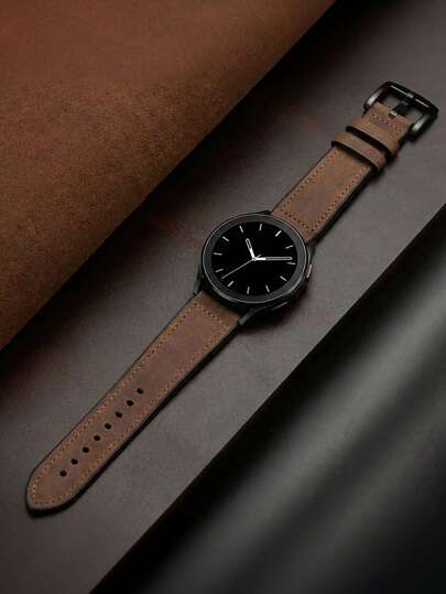 1PC Men Women 20mm 22mm Fashion Leather Band Compatible With Samsung Galaxy Watch 7/6/5/4/Classic, Brown Premium Leather Strap Vintage Business Replacement Band For Men Women Soft Breathable Classic Brown Wristband Compatible With Huawei Watch GT5/GT4/GT3/GT2 Pro/Ultimate/4, Quick Release Design For Universal Sports Smart Watch Accessories Stylish Minimalist Retro Watch Bracelet Gift Idea Professional High-End Watch Strap,Christmas Gifts,Birthday Gifts,Holiday Gifts