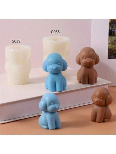 3D Puppy Scented Candle Mold DIY Gift, Obedient Dog Aroma Stone Plaster Desktop Decor Silicone Mold