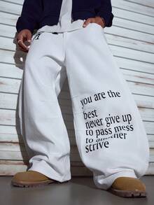 Modcrash 美国街头服饰品牌拼接男士个性化印花弯刀宽松舒适休闲阔腿裤（不含腰带和配饰）男士宽松版型，夏季度假装扮，复古美式，男女皆宜，宽松版型夏季服装——适合日常穿着和夏季度假装扮。 - 白色 - 查看 4