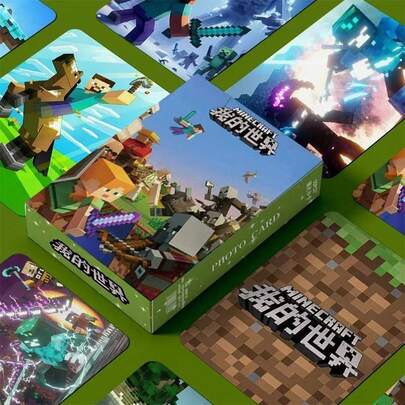 Minecraft My World Block Version Game Card, A Multiplayer Fun Card Entertainment Game With Block Themed Patterns And Crawling Card Design, Suitable For Various Social Gatherings And Events. A Box Of 55 Non Repeating Cards