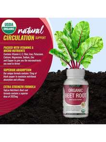 Organic Beet Root Powder Tablets - 2040mg Natural Nitric Oxide Beets To Support, Energy, Black Pepper Better Absorption, Non-GMO, For Men Women, 90 Tablets - V1 - View 4