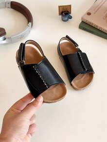 Infant Casual Hook And Loop Flat Sandals, Unisex - Black - View 4