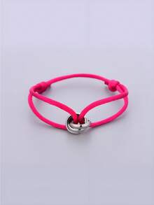 1pc Handmade Adjustable Stainless Steel Triple Circle Hollow Thin Bracelet, Unisex Couple Gift (Slight Color Difference May Exist Between Actual Product And Image Due To Lighting And Angle During Photography) - Silver - View 12