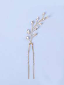 3pcs Women Elegant Rhinestone Hair Clips Set, Wedding Party Updo Hair Accessories - Gold - View 5