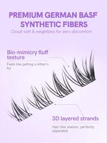 Mi giả Mlen Diary Lashes Clusters, 48 sợi, độ cong C, 11.5-13mm, mi rời, tự làm mi kiểu Manga, mi giả tự nhiên mềm mại có thể tái sử dụng tại nhà. - C - Xem 4