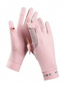 1 đôi găng tay dài hai ngón chống trượt bền chắc dành cho nữ, làm từ lụa băng, có nắp lật. - Nhiều màu - Xem 9