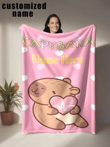 1pc Customizable Capybara Blanket - Soft, Comfortable, Warm Personalized Blanket Suitable For Home, Office Or Camping - Perfect Gift For Family And Friends, Customized Blanket - Multicolor - View 16