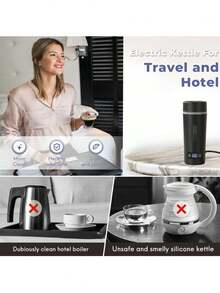 OCTAVO 350毫升便携式旅行电水壶，4档温度设置，304不锈钢材质，快速沸腾，自动断电，防干烧保护 - 美規B型插(110-127V) - 查看 8