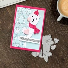Creative Polar Bear Dies, DIY Scrapbooking Album And Embossing Stencil, Greeting Card Making Tool, Card Paper Cutting Crafts ,Gift Card Making Template Die Cuts. - Silver - View 5
