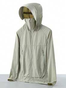 Men's Lightweight Breathable Sun Protection Jacket, Packable Casual Outdoor Coat For Spring & Summer - Light Grey - View 2