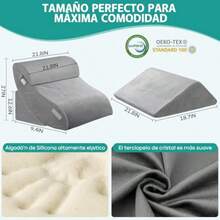 Juego de 4 Almohada de Cuña para Cama Almohada de Cuña Ajustable para Dormir Algodón de Silicona Mejorado Funda de Terciopelo Suave Alivio del Dolor de Cuello Espalda y Piernas Reflujo ácido - Gris - Ver 2