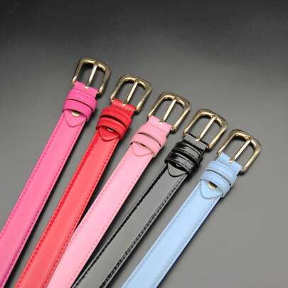  1条女士简约高档银扣真皮腰带，适合学生和年轻人，韩版风格，适合任何季节和节日佩戴。