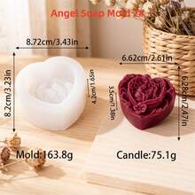 Moules à savon en silicone en forme de cœur 3D d'ange, moules à bougies en relief de chérubin et de fée pour l'artisanat DIY, la fabrication de savons pour la Saint-Valentin, le moulage de résine et la décoration d'intérieur - Moule à savon ange - Voir 13