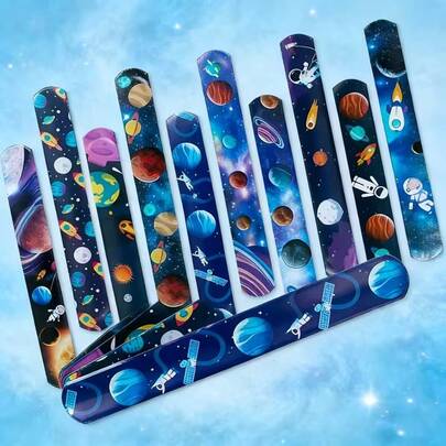 6条太空宇宙主题手链 | 可爱PVC材质手链，适合作为礼品袋、派对小礼物、生日礼物、课堂奖励和赠品