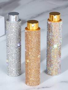 1 Perfume Spray Bottle, Diamond-Encrusted Perfume Spray Bottle, 10ml Perfume Bottle, Fully Diamond-Covered, Portable Perfume Atomizer, Storage Bottle, Bottom-Fill Design, Built-In Pump Head, Refillable Spray Bottle, Portable Cosmetic Bottle, Suitable For Home Goods, Travel Essentials, Birthday Gifts, New Year Presents, And Women's Fashion Accessories! - Silver - View 9