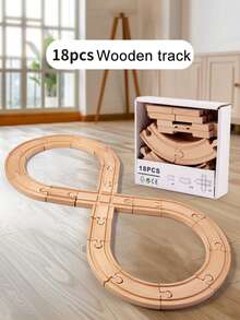 Wooden Train Track Set - 10pcs, 15pcs, 18pcs, 21pcs Track Set, Halloween Gift - Multicolor - View 5