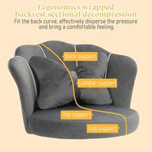 DYHOME Velvet Washbasin Stool, Home Office Chair, Ergonomic Swivel Chair, Height Adjustable - Grey - View 5