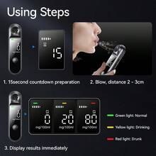 Breathalyzer Portable, Personal Alcohol Analyzer With LCD Digital Display.Rechargeable Alcohol Detection TestingTool - Black - View 7